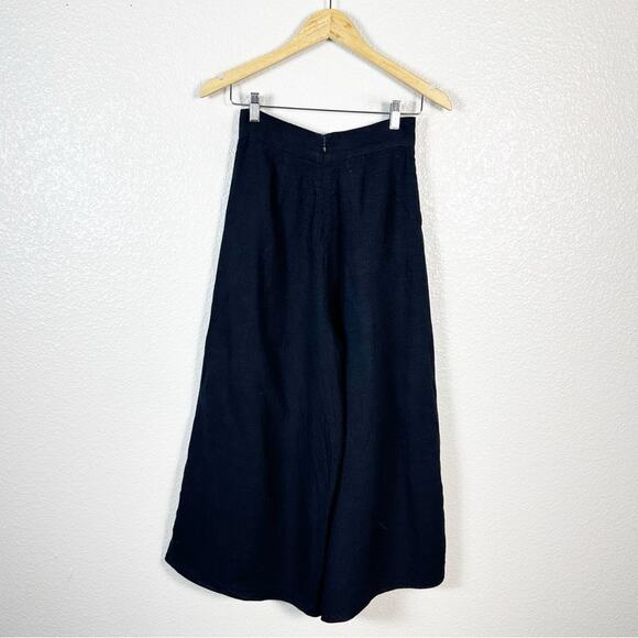 WHIT New York Womens Clemence Linen Wide Leg Crop Pant in Navy Blue Size 2 - Picture 7 of 11